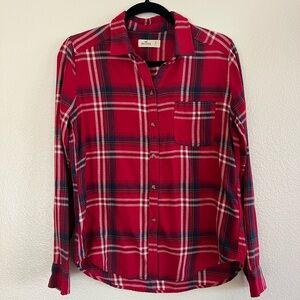 Hollister Red Plaid Casual Button Down Shirt